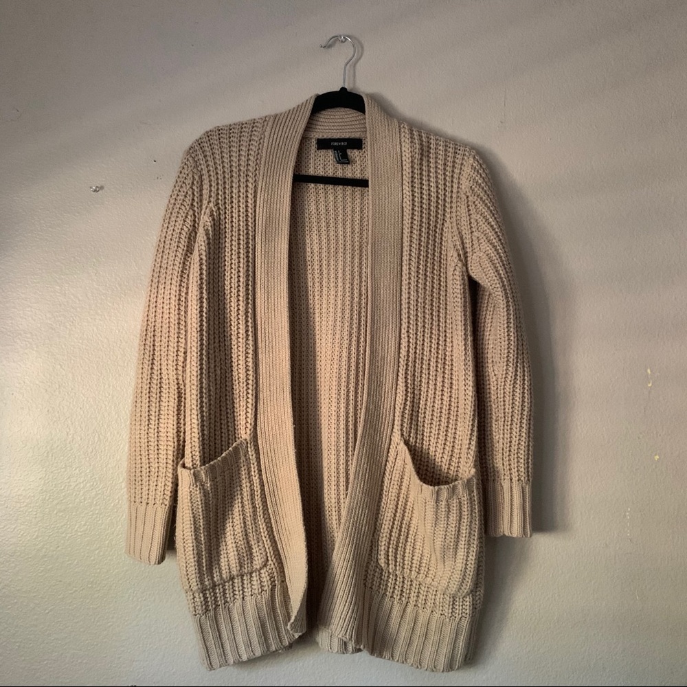 Tan Longline Cardigan